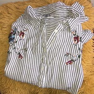Striped Button Down Blouse